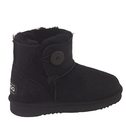 Button Wraps Mini Ugg Boots - Black