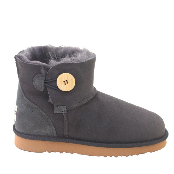 Button Wraps Mini Ugg Boots - Grey