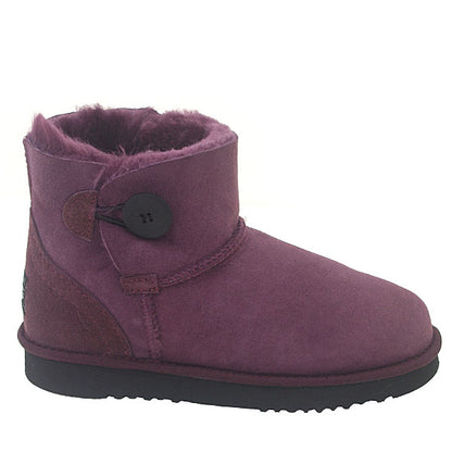 Button Wraps Mini Ugg Boots - Plum