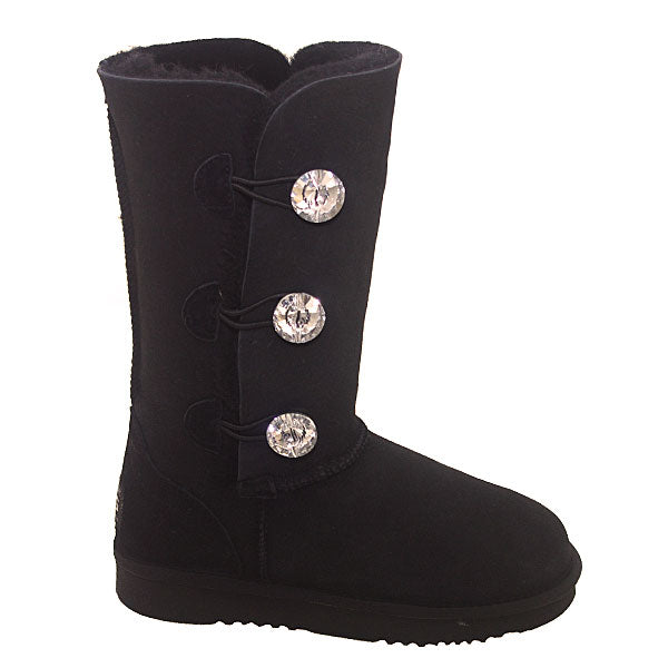 Crystal Button Ugg Boots Black