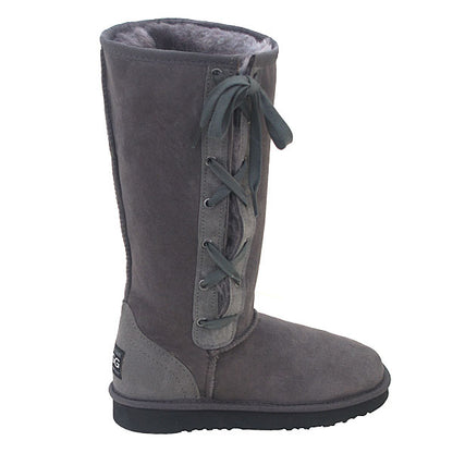 Classic Tall Lace Up Ugg Boots - Grey