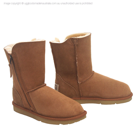 Short Zip Ugg Boots Chestnut