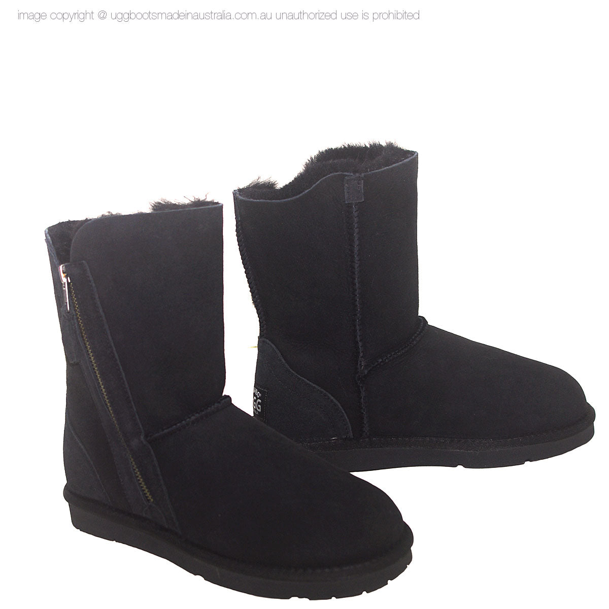 Short Zip Ugg Boots Black