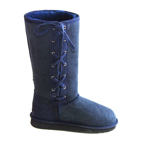 Classic Tall Lace Up Ugg Boots - Navy