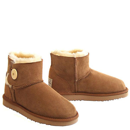 Button Wraps Mini Ugg Boots - Chestnut