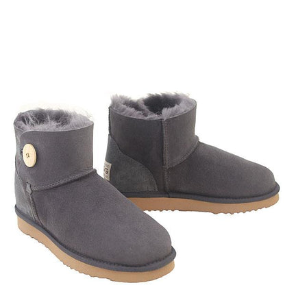 Button Wraps Mini Ugg Boots - Grey