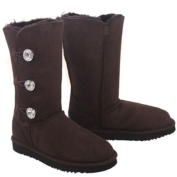 Crystal Button Wraps Ugg Boots Chocolate