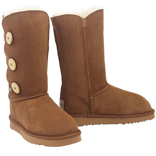 Tall Three Button Wraps Ugg Boots Chestnut